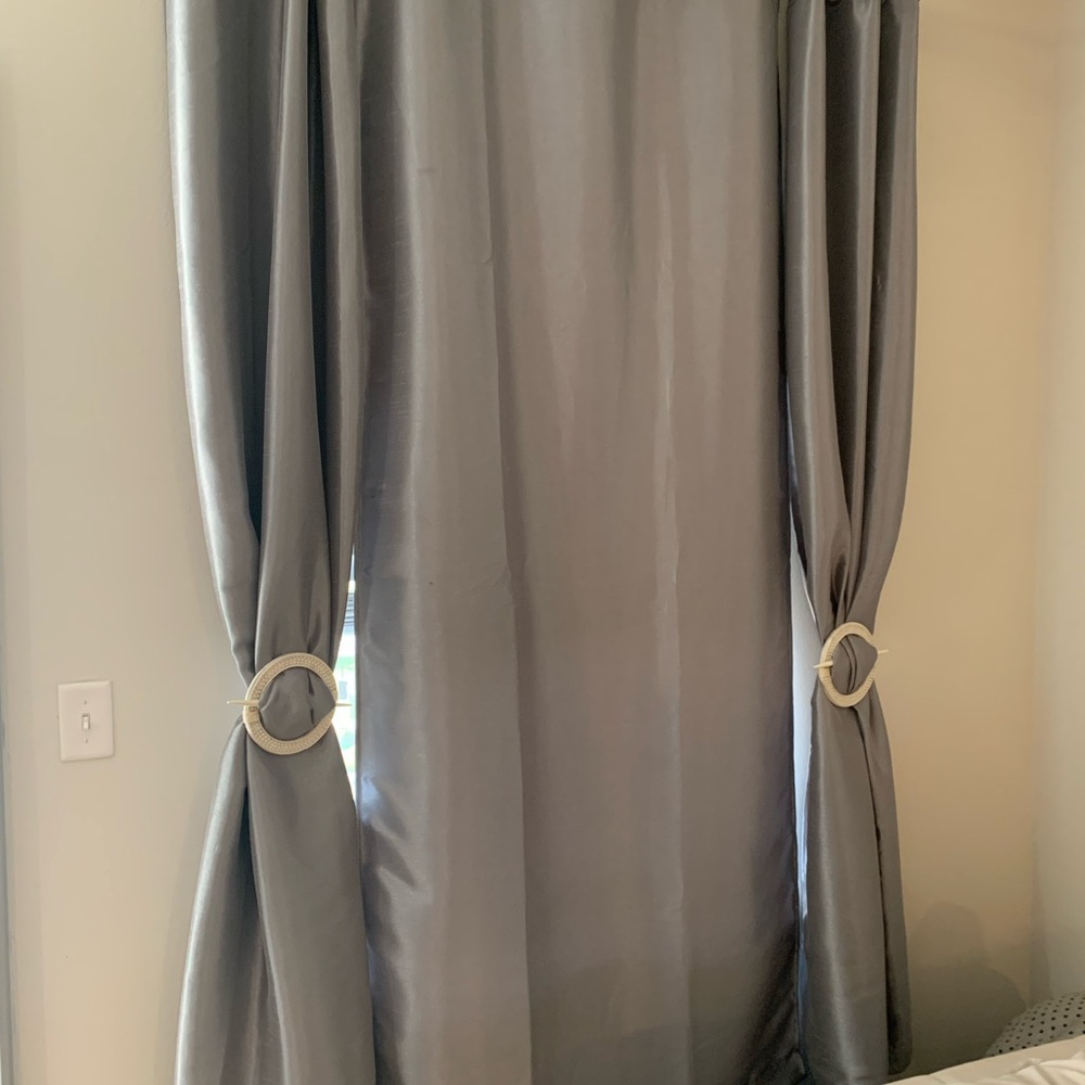4 panel silver- gray curtains set